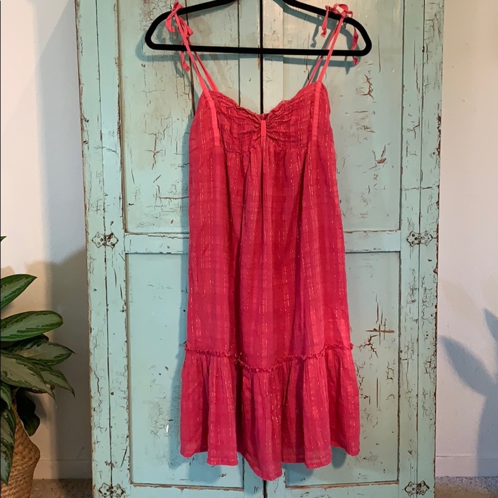 Lux Pink Peasant Dress